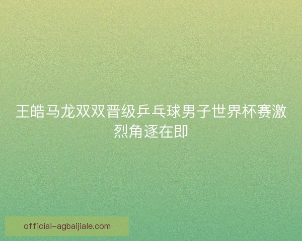 王皓马龙双双晋级乒乓球男子世界杯赛激烈角逐在即 王皓马龙双双晋级乒乓球男子世界杯赛激烈角逐在即