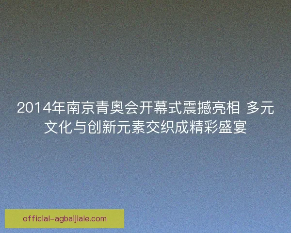 2014年南京青奥会开幕式震撼亮相 多元文化与创新元素交织成精彩盛宴 2014年南京青奥会开幕式震撼亮相 多元文化与创新元素交织成精彩盛宴