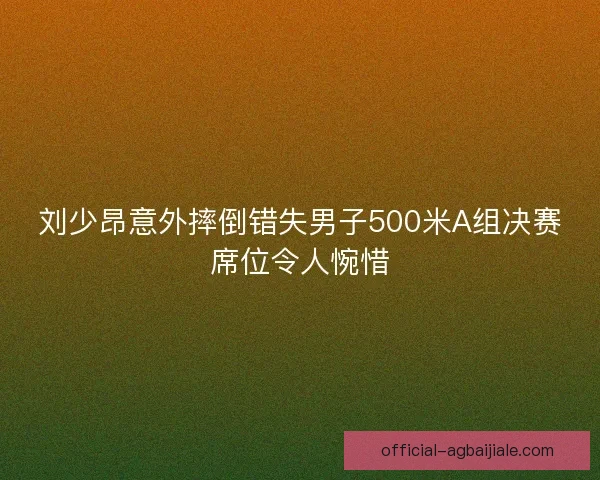 刘少昂意外摔倒错失男子500米A组决赛席位令人惋惜